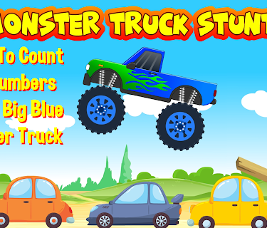 Monster Truck Stunt - Learn To Count And Numbers With A Big Blue Monster Truck