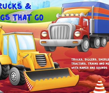 Trucks and Things That Go - Trucks, Diggers, Emergency Vehicles, Tractors, Trains and more with names and sounds