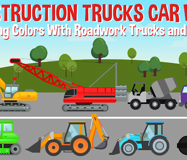 Construction Trucks Car Wash - Learning Colors With Roadwork Trucks and Diggers