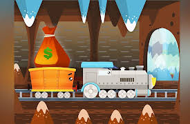 Kids Fun - Adventures with Train: The Train transports the bags with money to the bank