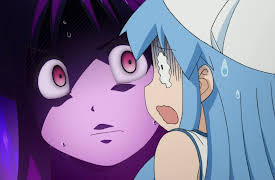 Squid Girl: Wanna doorbell ditch, squiddo? / Can squids put on make-up? / Holy squid! Is that a secret weapon?