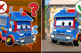Car City Super: Tom's Garage: Oh No! Super Truck Police Car Hurt in Giant Animal Attack