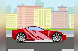 Funny Cars in the City: Red Racing Car