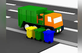 4 Cars: Colored cars: garbage truck
