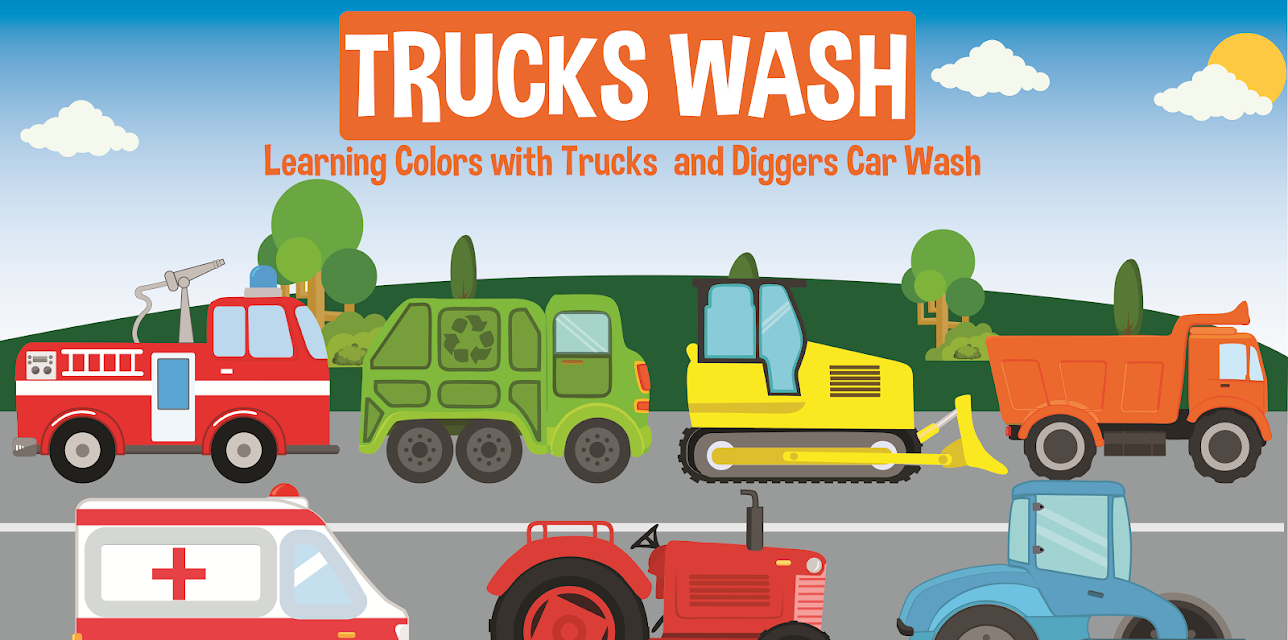 Trucks Wash - Learning Colors with Trucks  and Diggers Car Wash