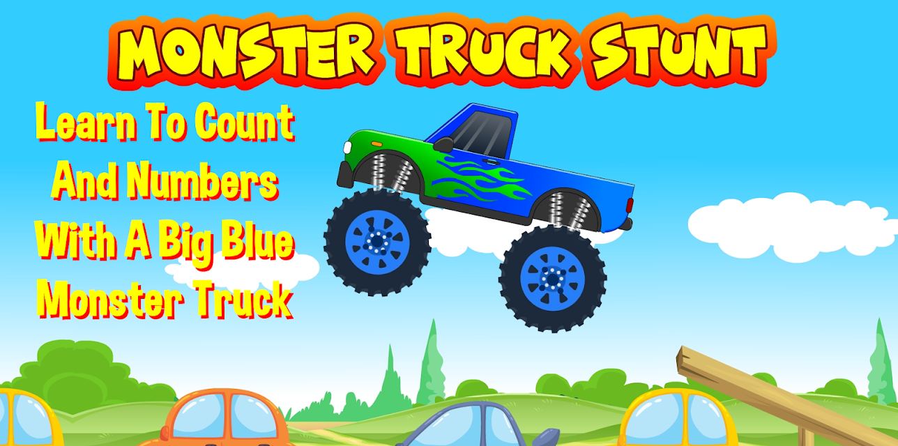 Monster Truck Stunt - Learn To Count And Numbers With A Big Blue Monster Truck