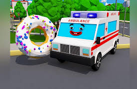 3D Cars Stories: White Ambulance and a doughnut
