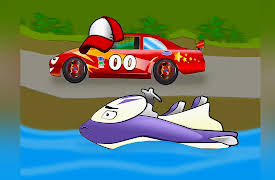 Stories of Funny Cars: Red Racing Car and Water Bike