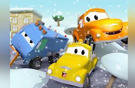 Christmas in Car City: Sam the Snow Plow falls onto his side / The Wrapping Machine of the Construction Squad