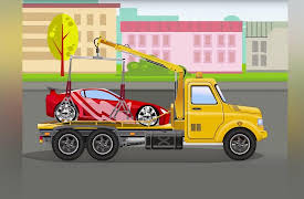 Funny Cars in the City: Yellow Tow Truck and Racing Car