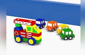 4 Cars: Colored cars build the toy fire truck