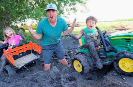 Hudson's Playground: Playing in the Deep Mud With Toy Tractors!