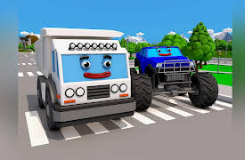 Cars Town - Learn Colors, Numbers and More: Learning colors with White Truck and Monstar Truck