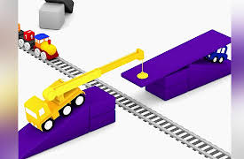 4 Cars: Colored cars: construction the railway bridge