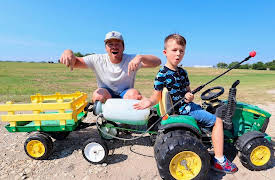 Hudson's Playground: Spraying Grass With a Ride-on Tractor!