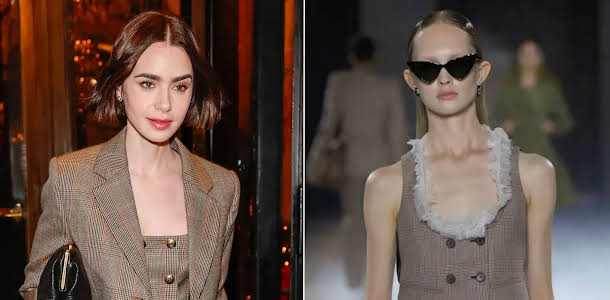 Lily Collins and Lucien Laviscount Make Stylish Exit in Paris