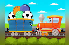 Kids Fun - Adventures with Train: The Train and Railway Carriage transport colored balls