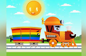Kids Fun - Learning with Train: Learning colors - Painting railway carriages together with Train