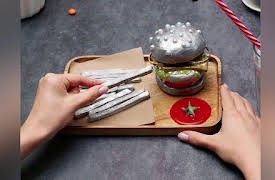 Frankenfood: Silver Burger, Wooden Fries and Slime Cocktail || ASMR