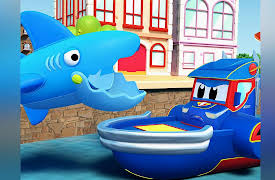 Super Truck - Carl the Transformer: Sharks Attack! / Summer: sharks and drifting pontoon / Helicopter plays mini golf / Super Train and Laser storm