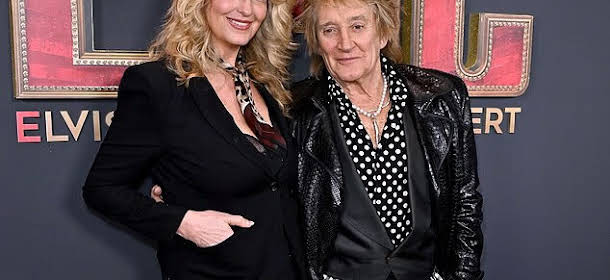 Rod Stewart and Penny Lancaster Show Affection at Elvis Presley Concert Premiere