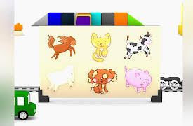 4 Cars: Colored cars and jigsaw puzzle: animals