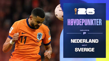 08:20: Fotball-VM 2026 Høydepunkter: Nederland–Sverige | NRK 1 | 6/21 2026