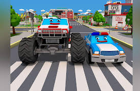Cars Town: Cars Town: The Police Car and  evil Monster Truck