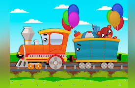 Kids Fun - Adventures with Train: The Train helps cute blue Railway Carriage
