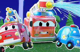 Car City Super: Tom's Garage: Watch Out! Firetruck’s Water Hose Is Out of Control!