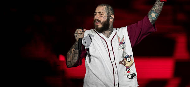 Post Malone suffers painful fall from stage