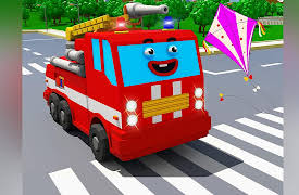 3D Cars Stories: Red Fire Tuck and a kite