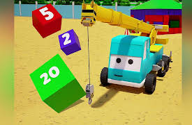 Trucks' Tales - Cartoons for Kids: Blue Tow Truck and Yellow Bulldozer build a colorful house