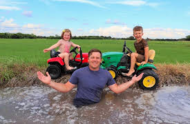 Hudson's Playground: Playing With Mud and Hay In Toy Tractors!