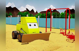 Trucks' Tales - Cartoons for Kids: Red Truck and Yellow Buldozer build a playground