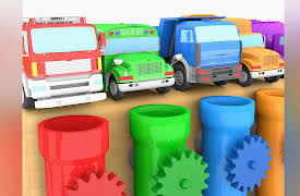 Dump Trucks - Ball Pit Videos for Kids: Trucks in Gears and Pipes!