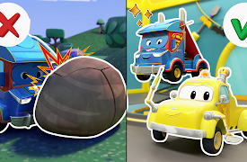 Car City Super: Tom's Garage: Hypnotized Super Truck Crashes Into a Boulder!