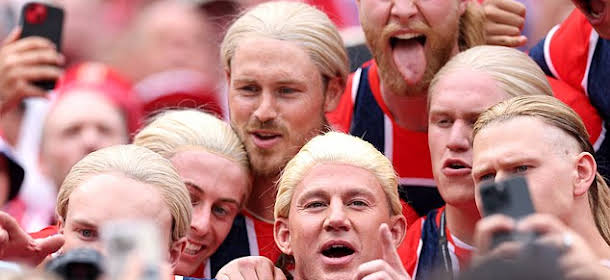 Channing Tatum Blends Into Crowds in Norway Wearing Erling Haaland Blonde Wig