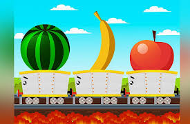 Kids Fun - Learning with Train: Learning fruits - Gather an apple, a watermelon and a banana together with the Train