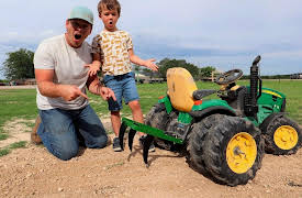 Hudson's Playground: Plowing Dirt with Kid-sized Tractors!