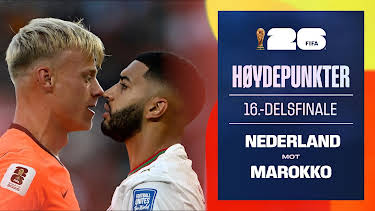09:20: Fotball-VM 2026 Høydepunkter: 16-delsfinale, Nederland–Marokko | NRK 1 | 6/30 2026