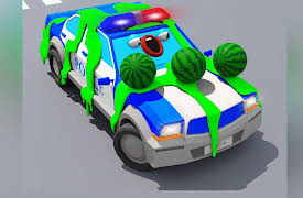3D Cars Stories: Police Car covered with glue