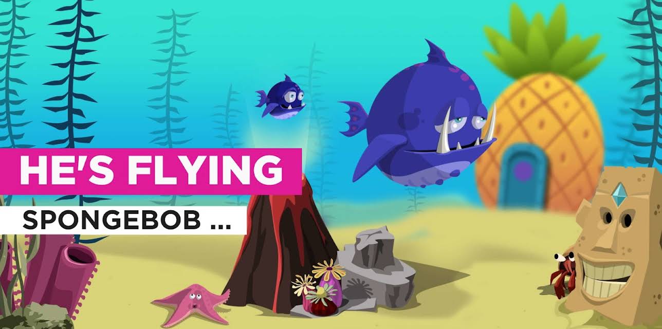 He's flying in the Style of SpongeBob SquarePants (2005)
