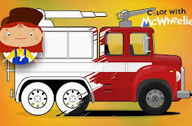 Color with McWheelie: Dr McWheelie Colors Fire truck